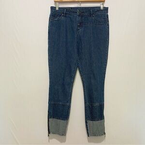 Armani Exchange Women's Striped Cropped Skinny Jeans Size 30 Cotton‎ Stretch Y2K